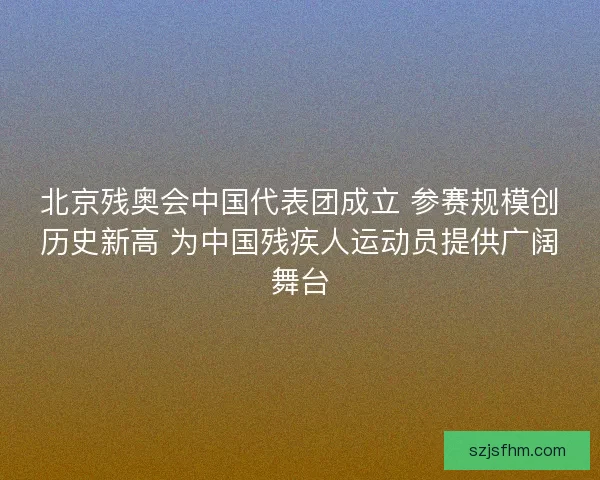 北京残奥会中国代表团成立 参赛规模创历史新高 为中国残疾人运动员提供广阔舞台 北京残奥会中国代表团成立 参赛规模创历史新高 为中国残疾人运动员提供广阔舞台