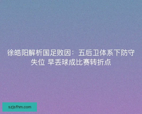 徐皓阳解析国足败因：五后卫体系下防守失位 早丢球成比赛转折点