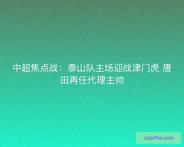 中超焦点战：泰山队主场迎战津门虎 唐田再任代理主帅