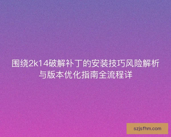 围绕2k14破解补丁的安装技巧风险解析与版本优化指南全流程详